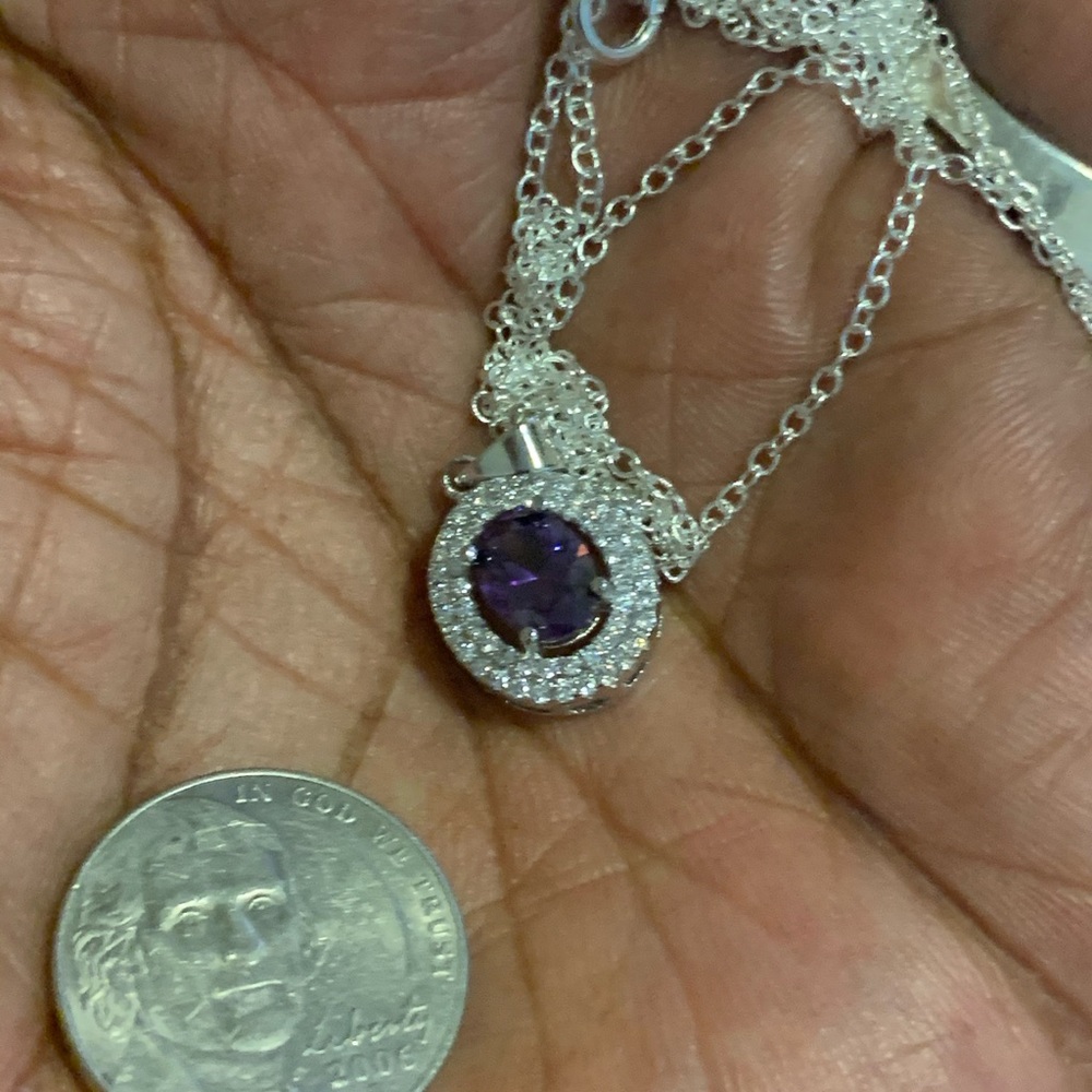 Amethyst Charm Pendant Necklace - Picture 3 of 3